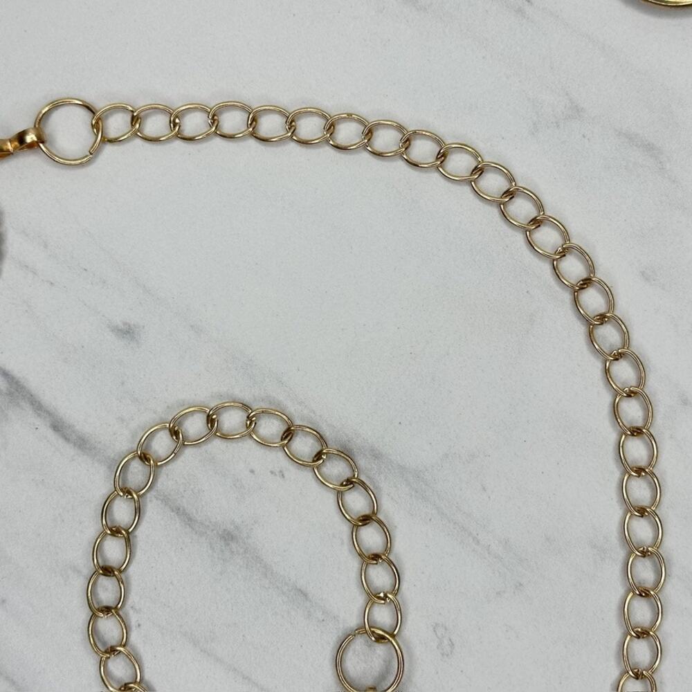 Womens Rhinestone Hoop Circle Gold Tone Chain Link Belt Plus One Size OS ✨ - Picture 11 of 12